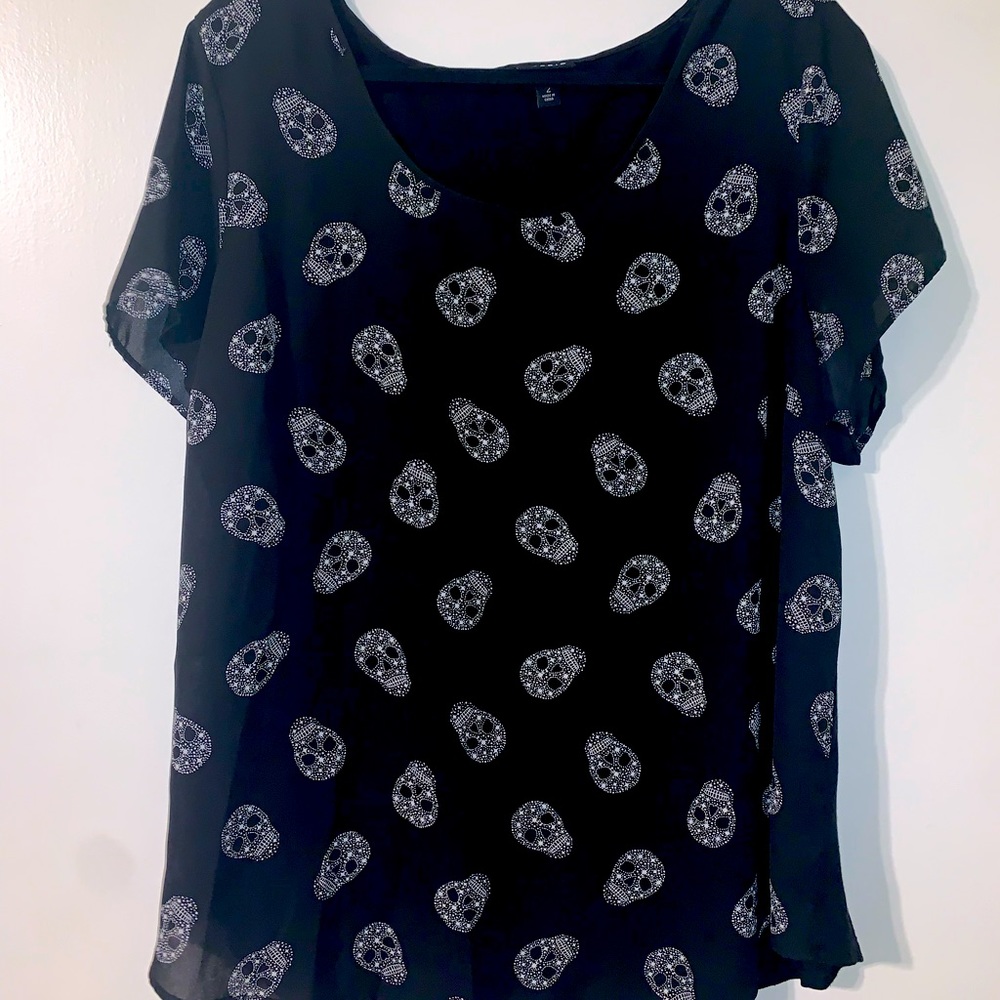 Chiffon Skull Blouse- Torrid